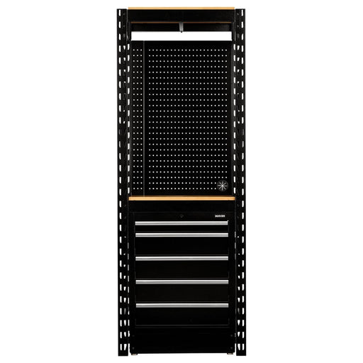 Bunker 13 Piece Modular Storage Combo 2 Tier Racking with Hardwood Shelving, Pegboard and Floor Cabinet, 750mm Draper - Town Tools