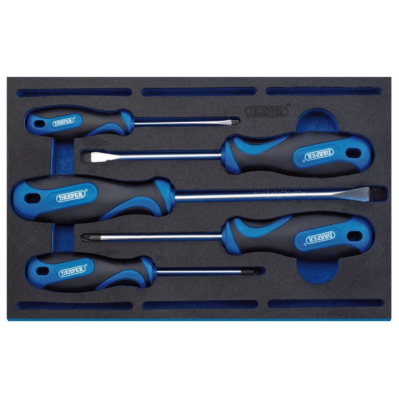 Draper Soft Grip Screwdriver Set in 1/4 Drawer EVA Insert Tray (5 Piece) 63400 Draper - Town Tools 