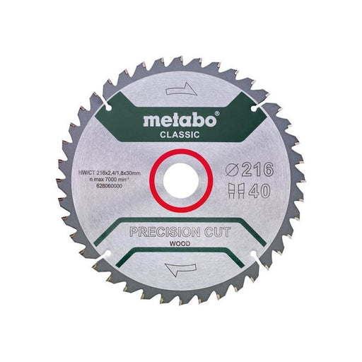 Metabo Precision Cut Wood Circular Saw Blade 216 x 30mm x 40T Metabo - RockBottom Northampton