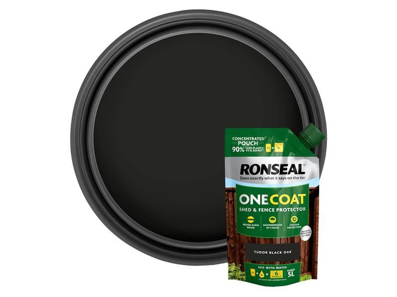 Ronseal One Coat Shed & Fence Refill Pouch Tudor Black 950ml Ronseal - RockBottom Nothampton