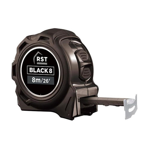 R.S.T. Black Tape Measure 8m/26ft (Width 25mm) R.S.T. - RockBottom Nothampton