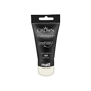 Crown Breatheasy Matt Emulsion Tester Pot 40ml Cream White