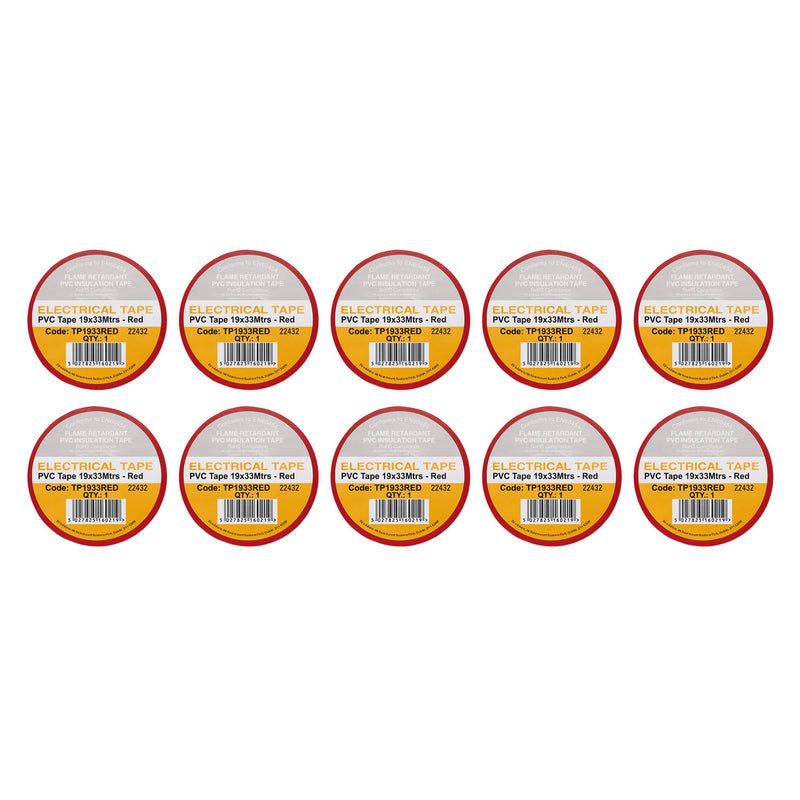 Draper 29503 White PVC Electrical Insulation Tape, 19mm x 33m (Pack of 10)
