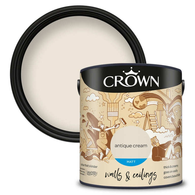 Crown Walls & Ceilings Matt 2.5L Antique Cream