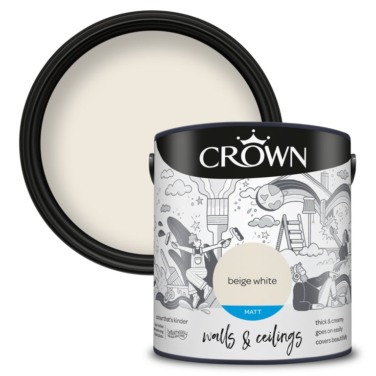 Crown Walls & Ceilings Matt 2.5L Beige White