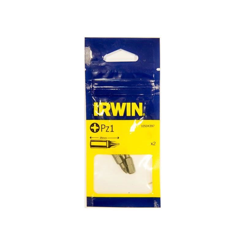 Irwin® Pozidriv Insert Bits PZ1 25mm (Pack 2) IRWIN® - RockBottom Northampton