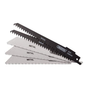 Assorted Reciprocating Saw Blades for Multi-Purpose Cutting, 150mm (Pack of 5) Draper - Town Tools
