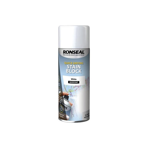Ronseal Quick Drying Stain Block Aerosol White 400ml Ronseal - RockBottom Nothampton