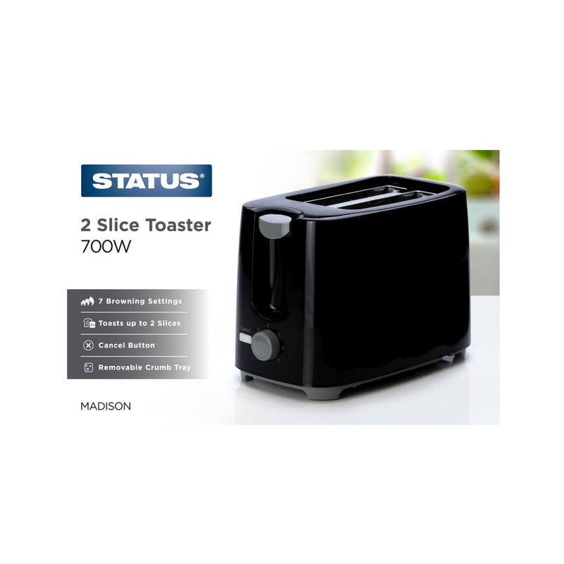 Madison Black 2 Slice Toaster