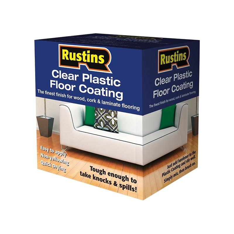 Rustins Clear Plastic Floor Coating Kit Satin 1 litre Rustins - RockBottom Nothampton