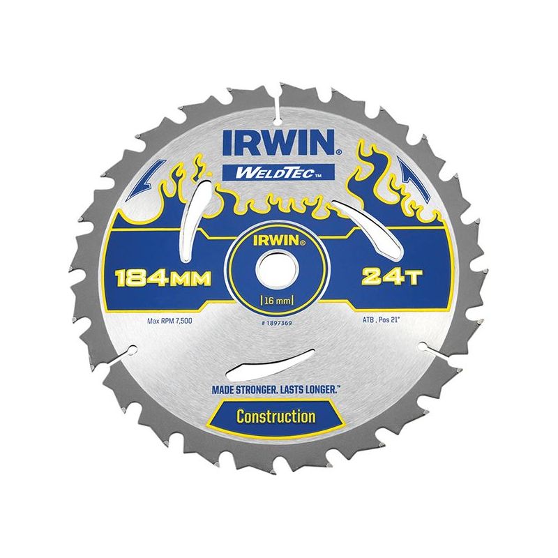 Irwin® Weldtec Circular Saw Blade 184 x 16mm x 24T ATB IRWIN® - RockBottom Northampton