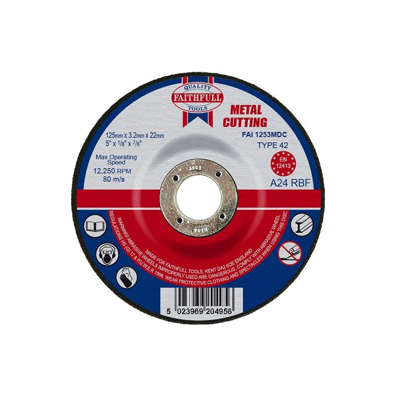Faithfull Depressed Centre Metal Cutting Disc 125 x 3.2 x 22.23mm Faithfull - RockBottom Northampton