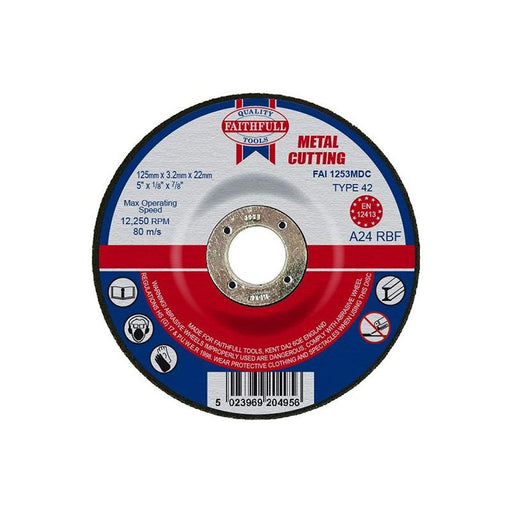 Faithfull Depressed Centre Metal Cutting Disc 125 x 3.2 x 22.23mm Faithfull - RockBottom Northampton
