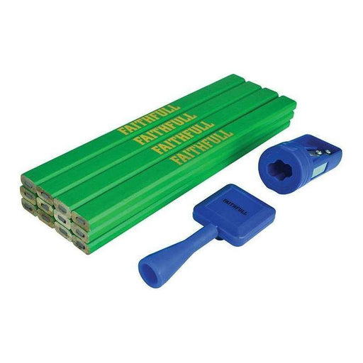 Faithfull Carpenter's Pencil Kit Green / Hard (Pack 12) Faithfull - RockBottom Northampton