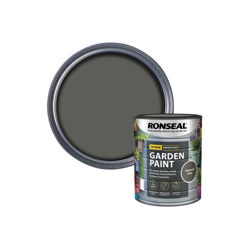 Ronseal Garden Paint Charcoal Grey 750ml Ronseal - RockBottom Nothampton