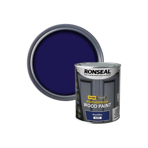 Ronseal 10 Year Weatherproof Wood Paint Royal Blue Gloss 750ml Ronseal - RockBottom Nothampton