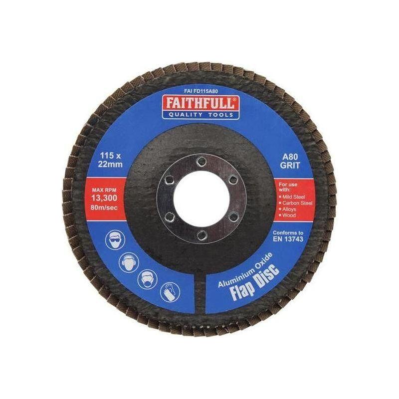 Faithfull Aluminium Oxide Flap Disc 115 x 22mm 80 Grit Faithfull - RockBottom Northampton