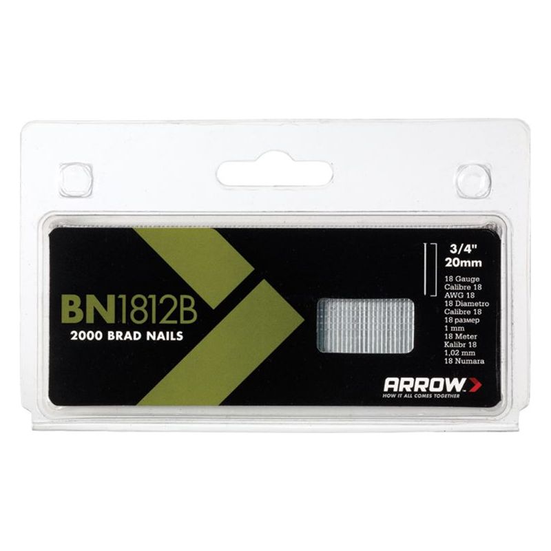 Arrow BN1812B Brad Nails 20mm Brown Head (Pack 2000) Arrow - RockBottom Northampton 