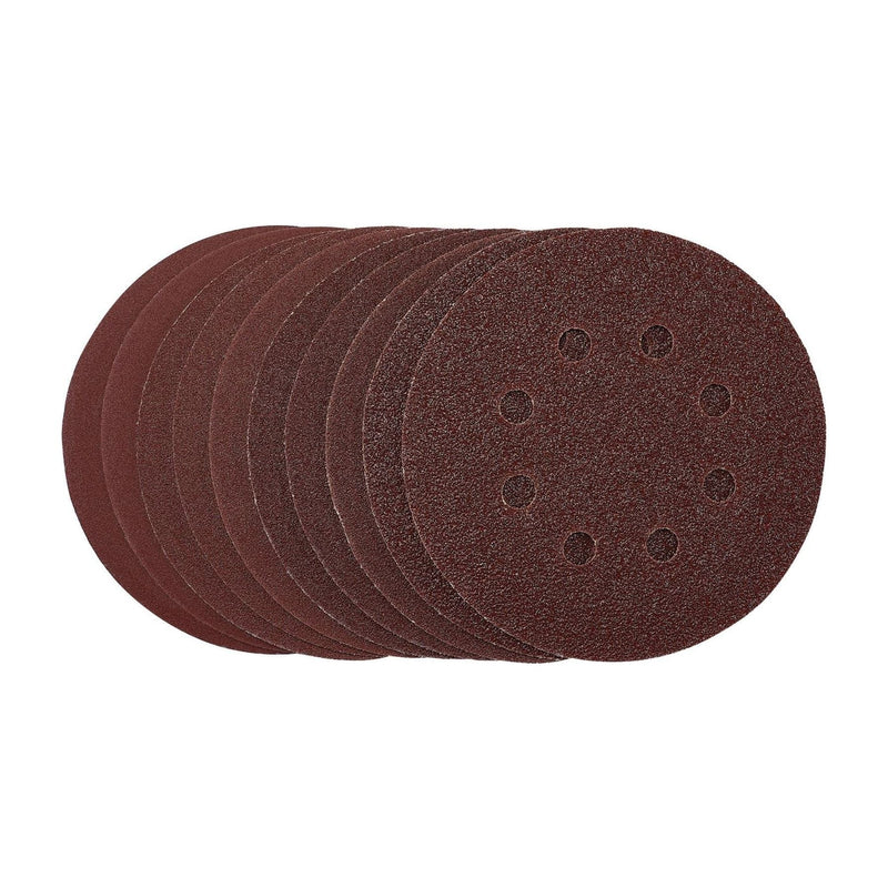 Draper Punched Sanding Discs, 125mm, Hook & Loop, Assorted Grit, (Pack of 10) Draper - Town Tools 