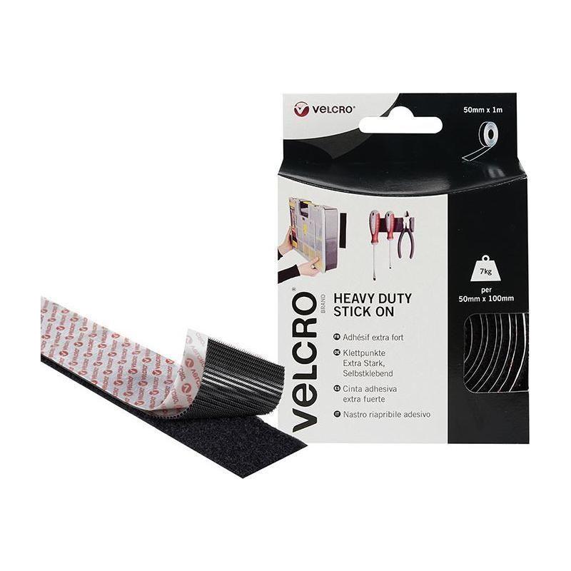 Velcro® Brand VELCRO® Brand Heavy-Duty Stick On Tape 50mm x 1m Black VELCRO® Brand - RockBottom Northampton