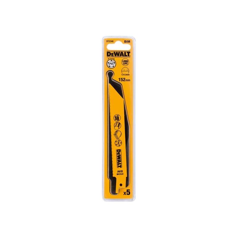 Dewalt Power Tools Bi-Metal Reciprocating Blade for Plastic & Pipes 152mm( Pack 5) DeWALT Power Tools - RockBottom Northampton