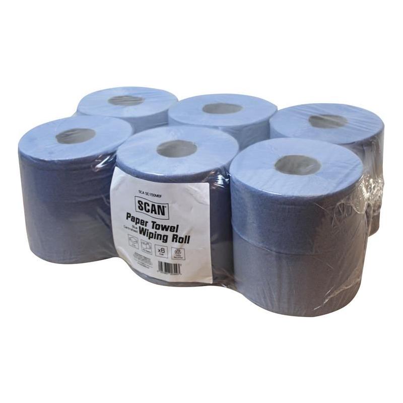 Scan Paper Towel Wiping Roll 2-Ply 176mm x 150m (Pack 6) Scan - RockBottom Nothampton