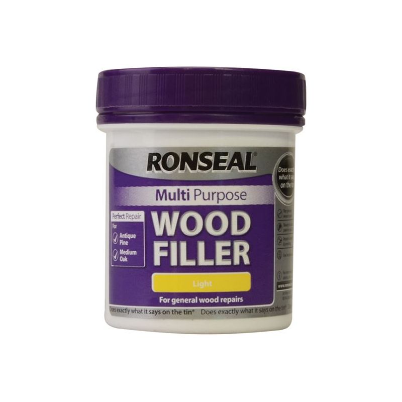 Ronseal Multipurpose Wood Filler Tub Light 250g Ronseal - RockBottom Nothampton