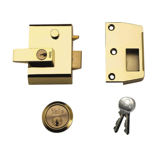 Yale Locks P2 Double Security Nightlatch 40mm Backset Brasslux Finish Visi Yale Locks - RockBottom Northampton