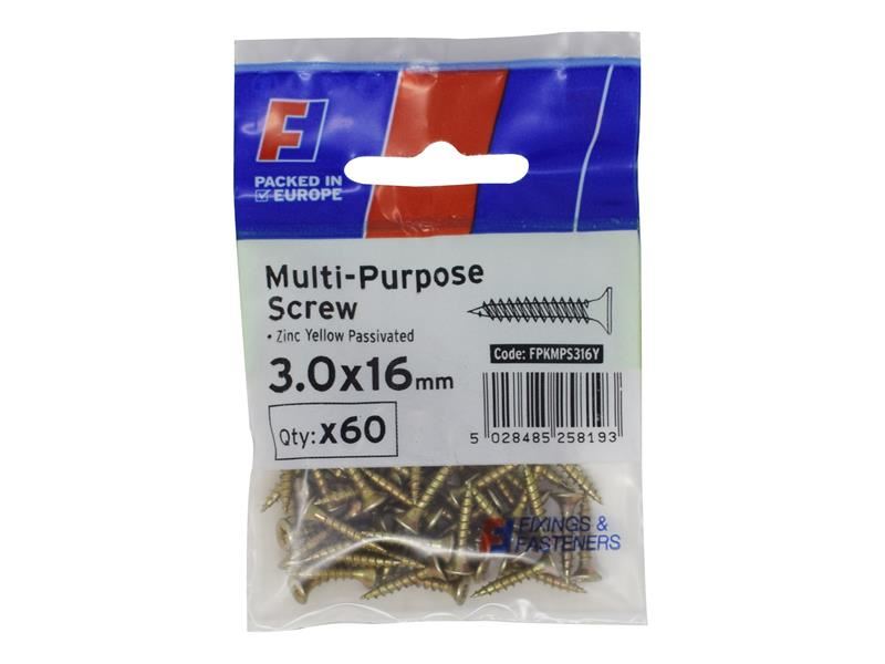 ForgeFix Multi-Purpose Pozi Screw CSK ST ZYP 3.0 x 16mm ForgePack 60 ForgeFix - RockBottom Northampton