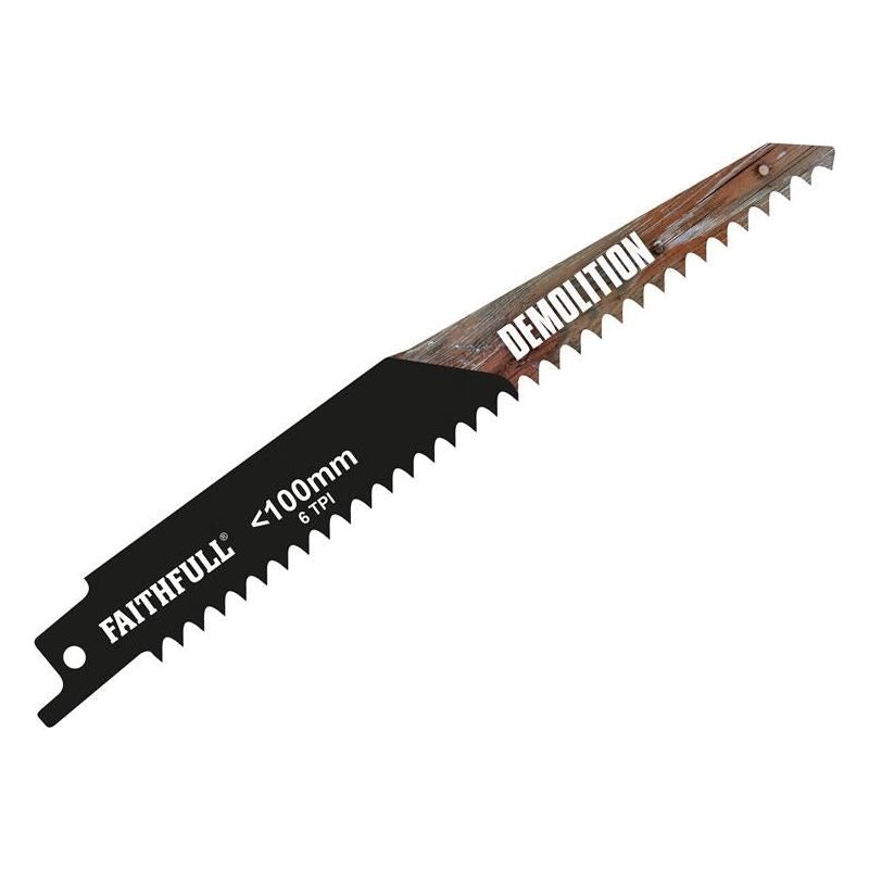 Faithfull S1111DF Bi-Metal Sabre Saw Blade Demolition 228mm 6 TPI (Pack of 5) Faithfull - RockBottom Northampton
