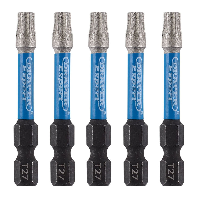 Draper Expert TX-STAR Impact Screwdriver Bits, T27 x 50mm, 1/4" Hex (Pack of 5) Draper - Town Tools 