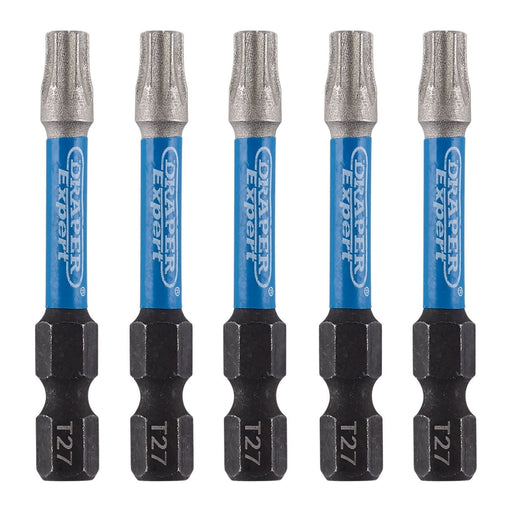 Draper Expert TX-STAR Impact Screwdriver Bits, T27 x 50mm, 1/4" Hex (Pack of 5) Draper - Town Tools 