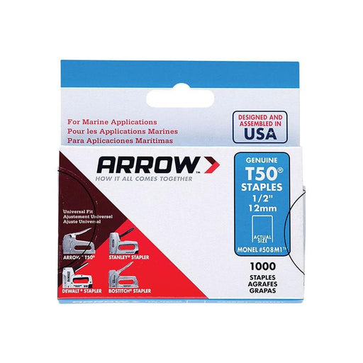 Arrow T50M 505m Monel Staples 8mm ( 5/16in) (Box 1000) Arrow - RockBottom Northampton 
