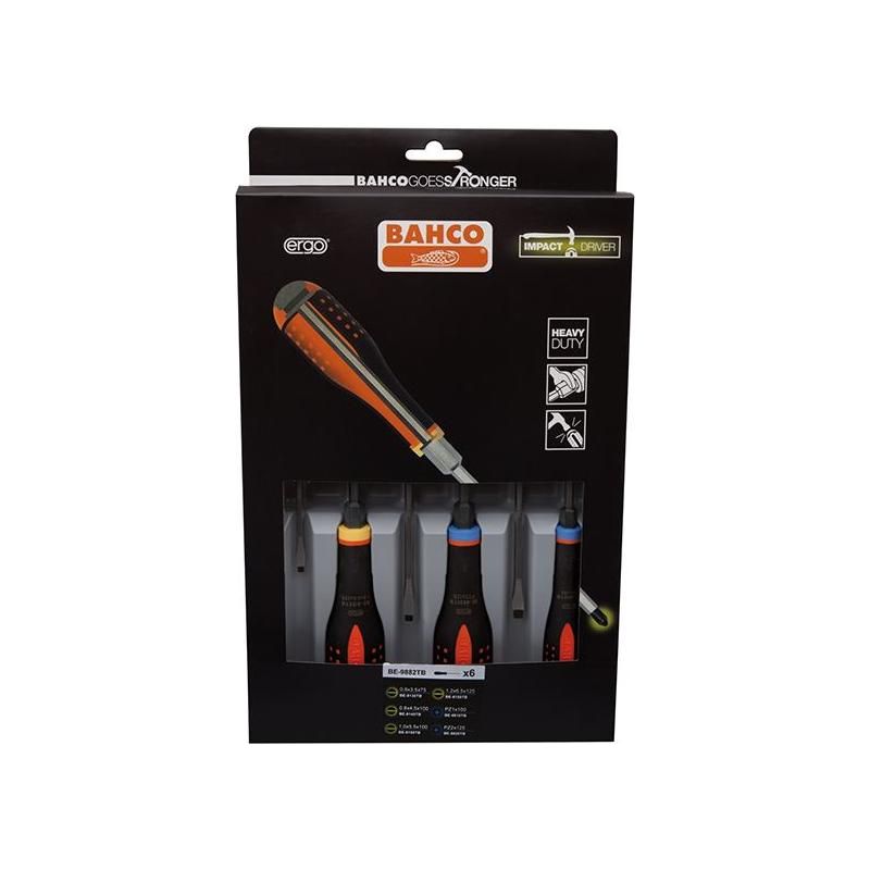 Bahco BE-9882TB ERGO™ Through Blade Screwdriver Set, 6 Piece Bahco - RockBottom Northampton