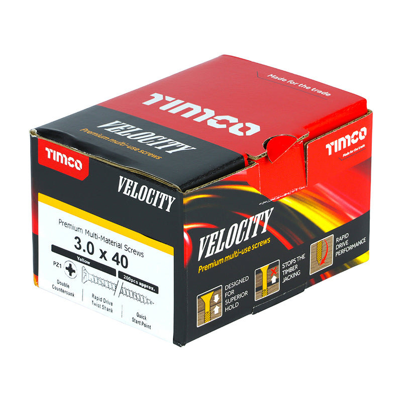 TIMCO Velocity Premium Multi-Use Countersunk Gold Woodscrews — Box