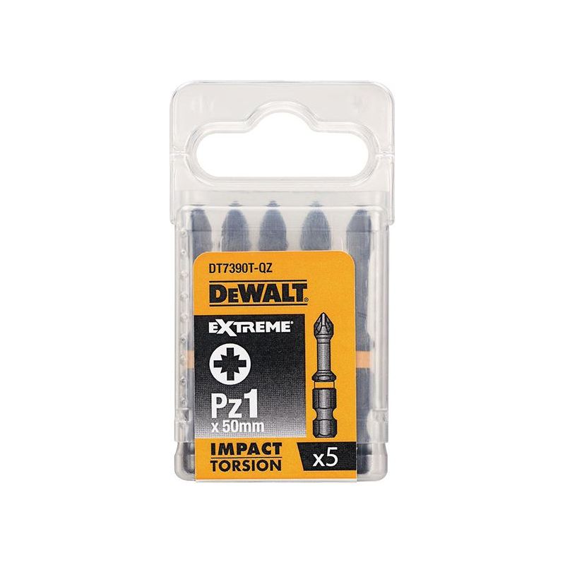 Dewalt Power Tools Extreme Impact Torsion Bits PZ1 x 50mm (Pack 5) DeWALT Power Tools - RockBottom Northampton