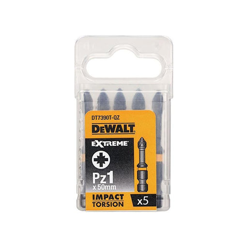 Dewalt Power Tools Extreme Impact Torsion Bits PZ1 x 50mm (Pack 5) DeWALT Power Tools - RockBottom Northampton