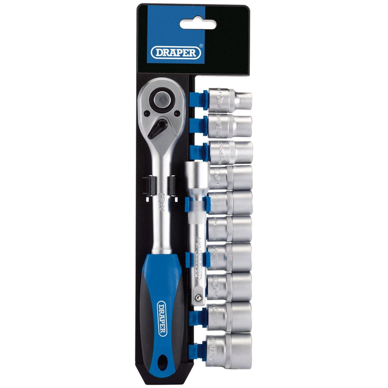 Draper Metric Socket and Ratchet Set, 1/2" Sq. Dr. (12 Piece) 16374 Draper - Town Tools 