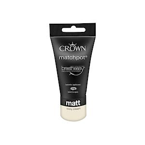 Crown Breatheasy Matt Emulsion Tester Pot 40ml Ivory Cream