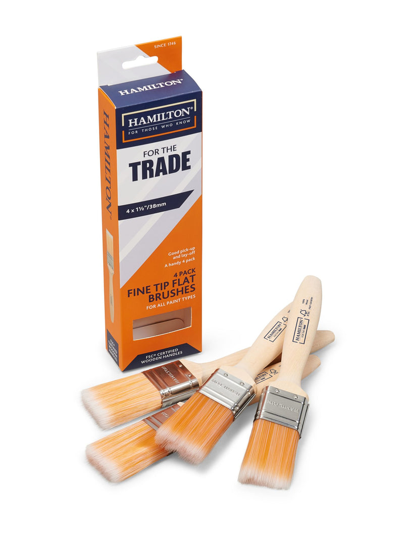 Hamilton For The Trade Fine Tip Flat Brushes – 4 Pack — Trade Pack of 10