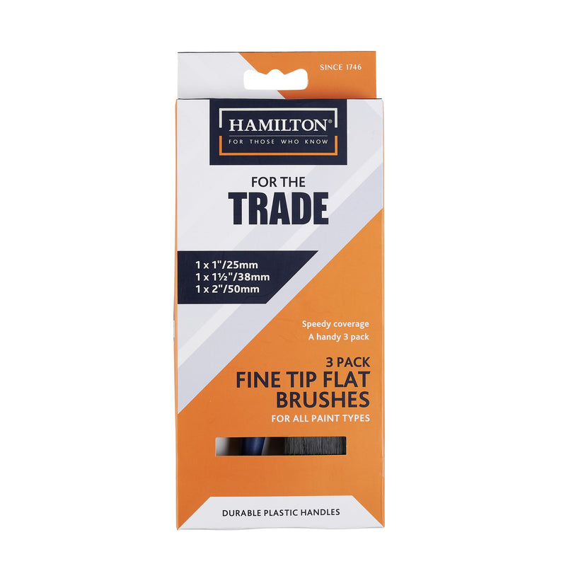 Hamilton For The Trade Plastic Handle Flat Brushes – 3 Pack — Trade Pack of 6