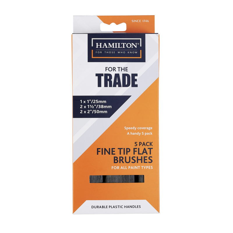Hamilton For The Trade Plastic Handle Flat Brushes – 5 Pack — Trade Pack of 6