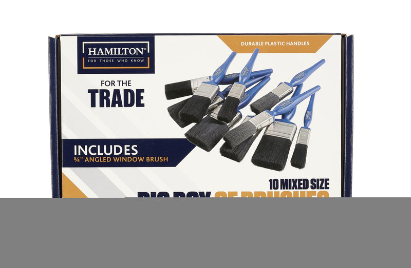 Hamilton For The Trade Plastic Handle Flat Brushes – 10 Pack — Trade Pack of 6