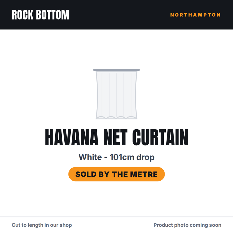 Havana White Net Curtain 101cm - Per Metre
