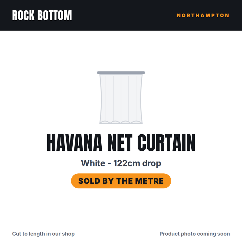Havana White Net Curtain 122cm - Per Metre