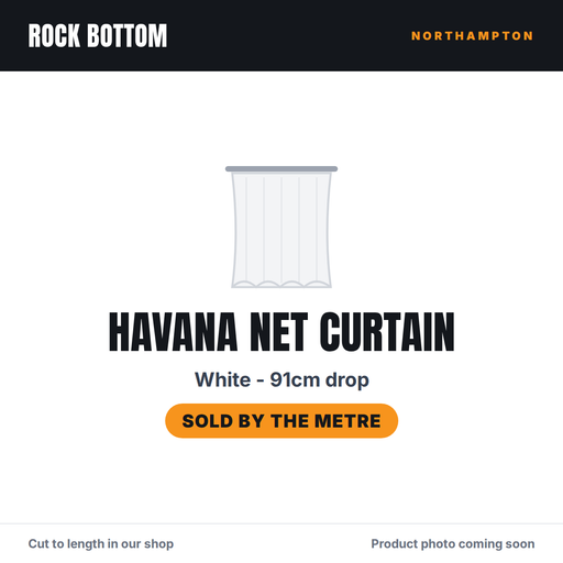 Havana White Net Curtain 91cm - Per Metre