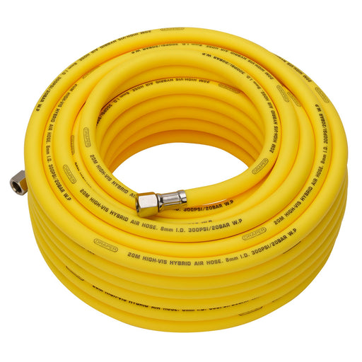 Draper 31736 High Visibility Hybrid Air Hose, 20m x 8mm, 1/4" BSP, Yellow
