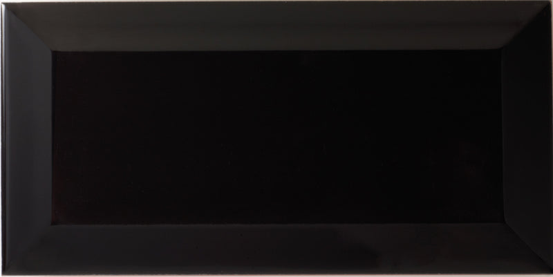 Johnson Tiles Bevel Brick Gloss Tiles Black 200x100x7.5