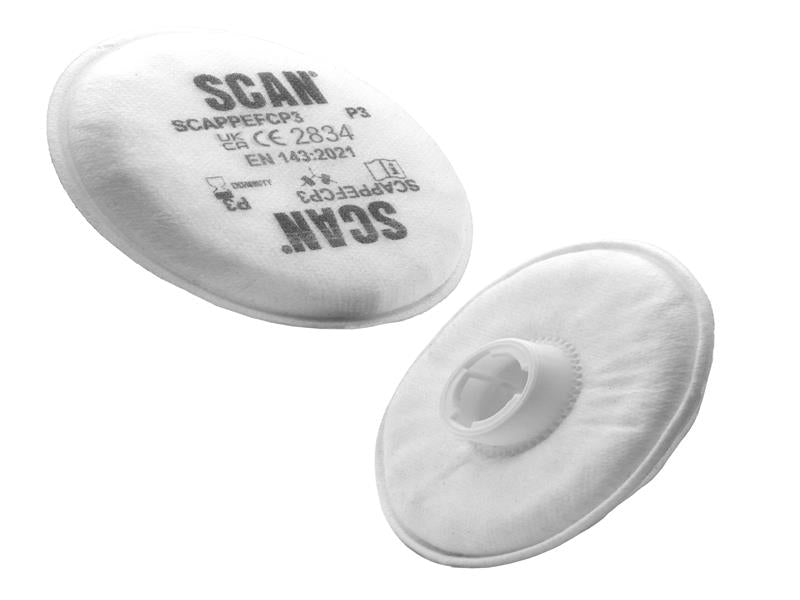 Scan Twin Half Mask P3 Particle Filter Cartridge (Pack of 2)