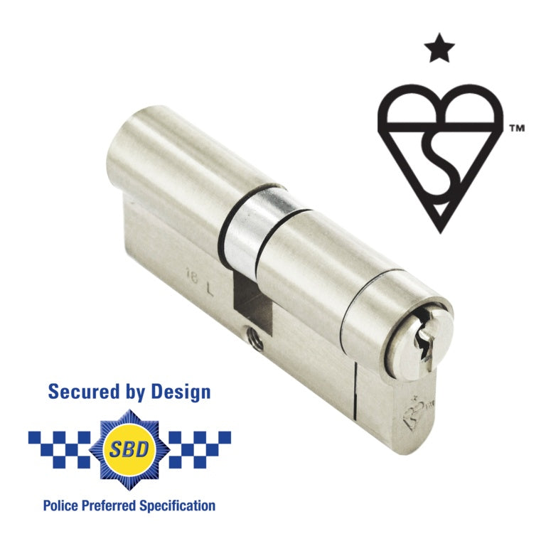 Smiths Locks BS 1* Star Euro Double Cylinder Nickel 40 x 40mm